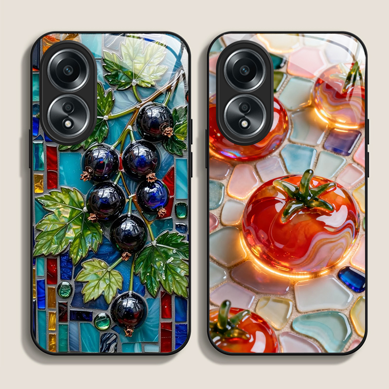 Phone Cases Oppo - Casing Ponsel Kaca Tempered Pola Buah