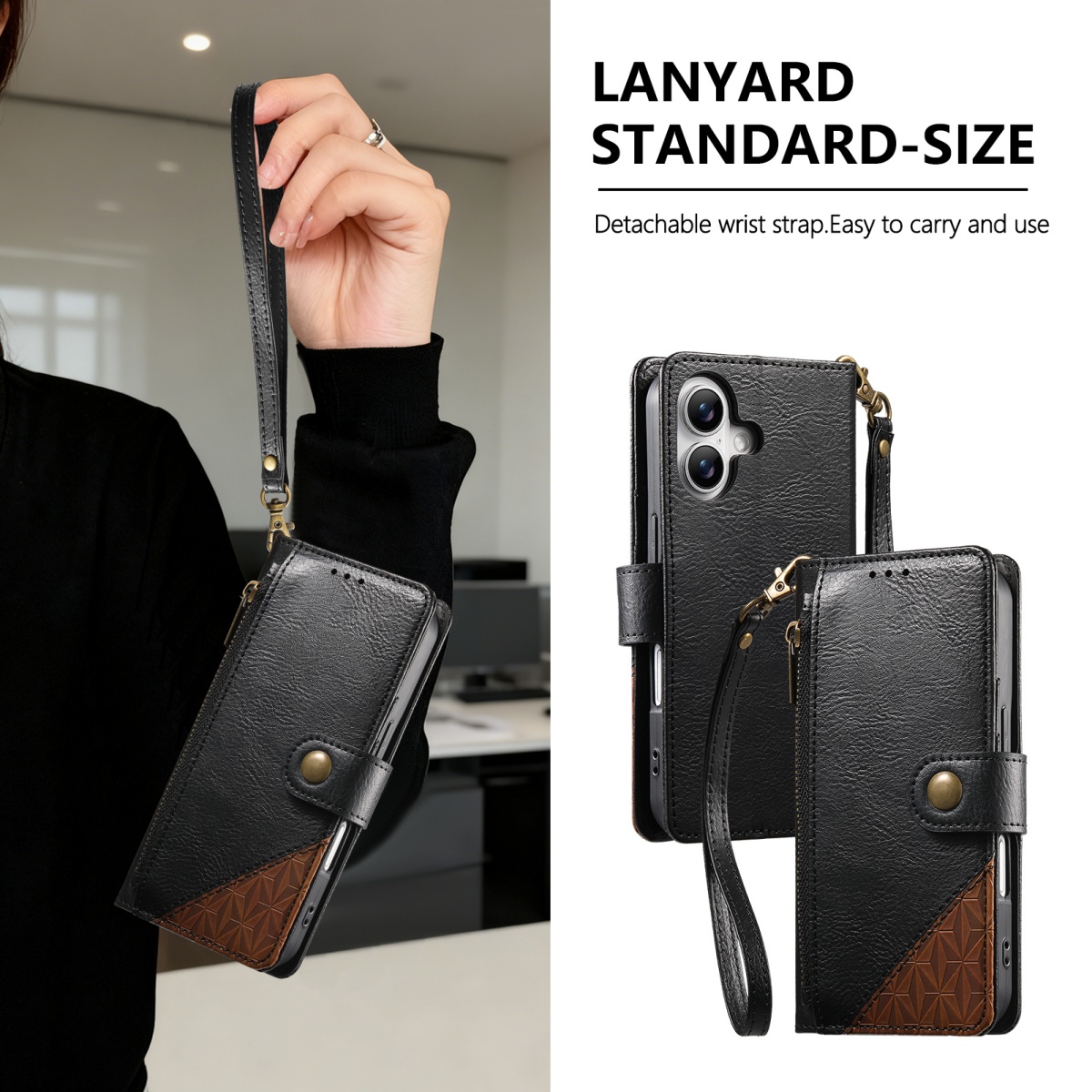 Flip Leather Case - Dompet Lipat Kulit PU dengan Tali