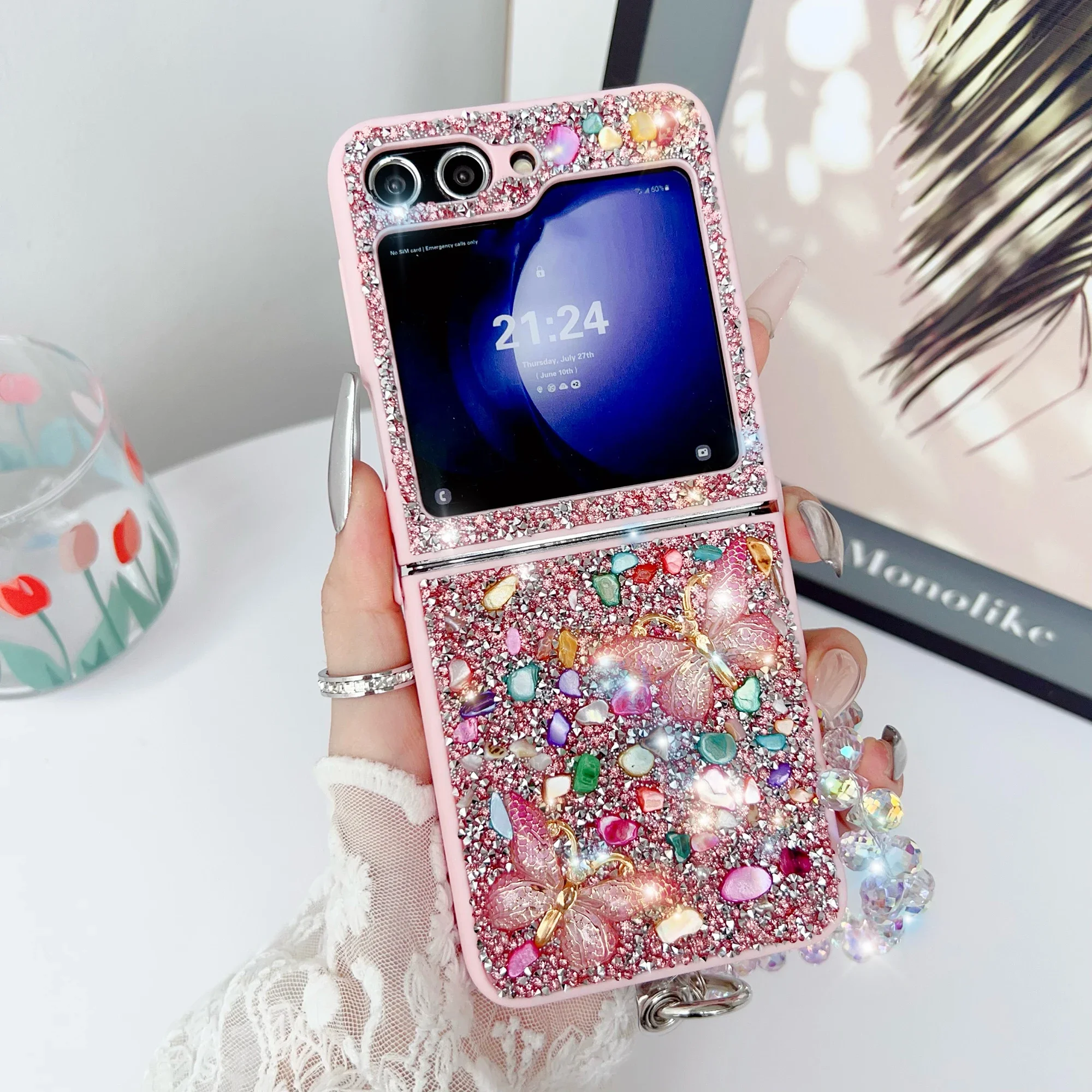 Phone Cases With Loop - Casing Ponsel Glitter Mewah untuk Samsung