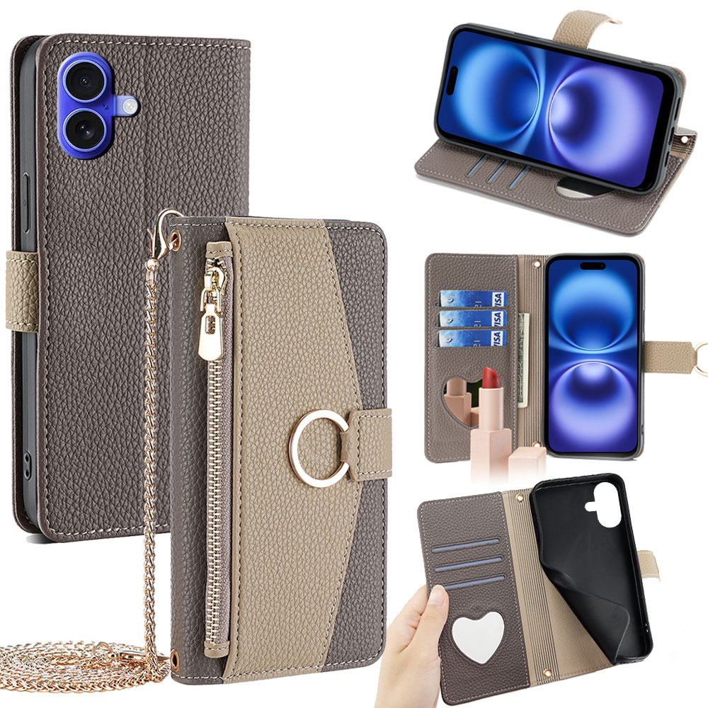 Flip Leather Case - Casing Ponsel Selempang Bisnis untuk iPhone