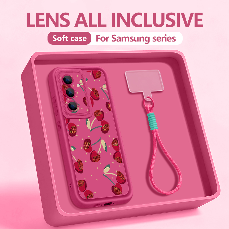 Phone Cases With Loop - Casing Ponsel Motif Ceri Kecil dengan