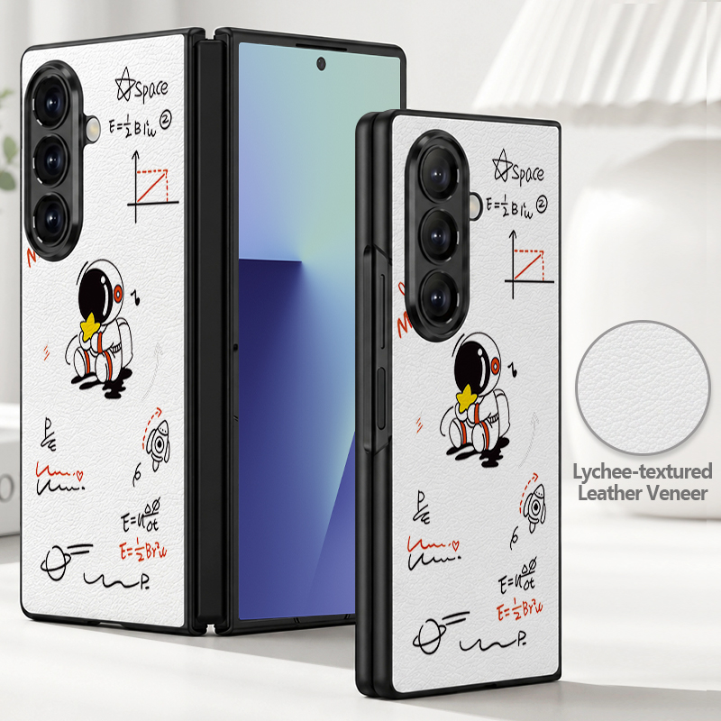 Phone Cases Z Fold 4 - Casing Ponsel Kulit PU Bermotif Astronot