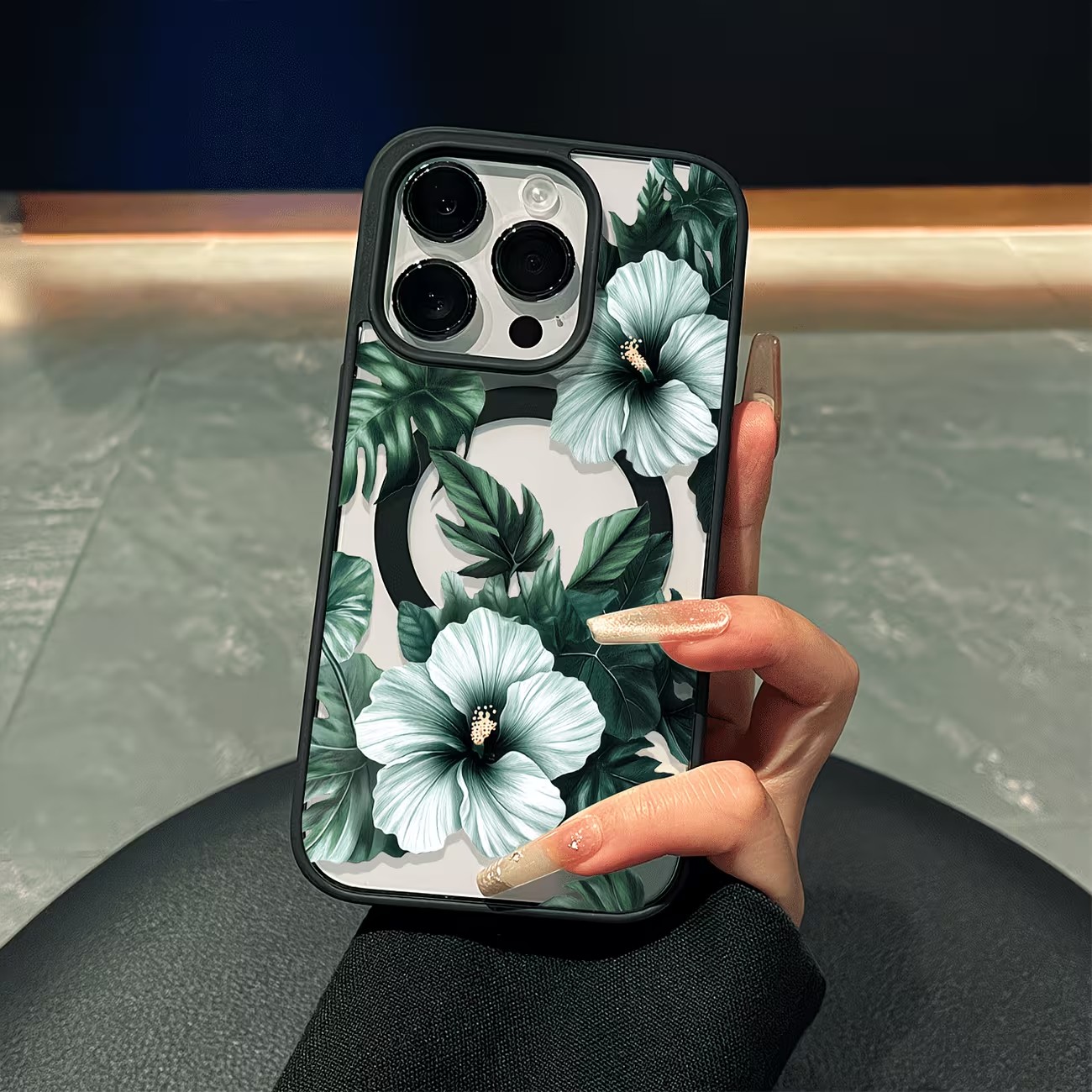 Phone Cases With Magsafe - Casing Ponsel Motif Bunga Hijau Untuk