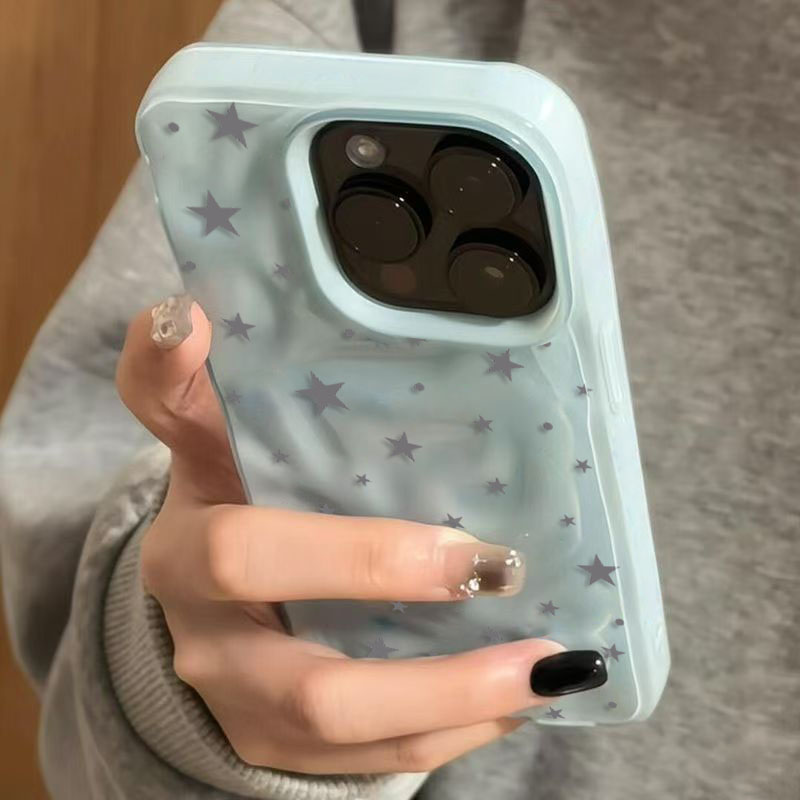 Phone Cases Unique - Casing Ponsel Tekstur Gelombang Bintang Abu-abu-biru