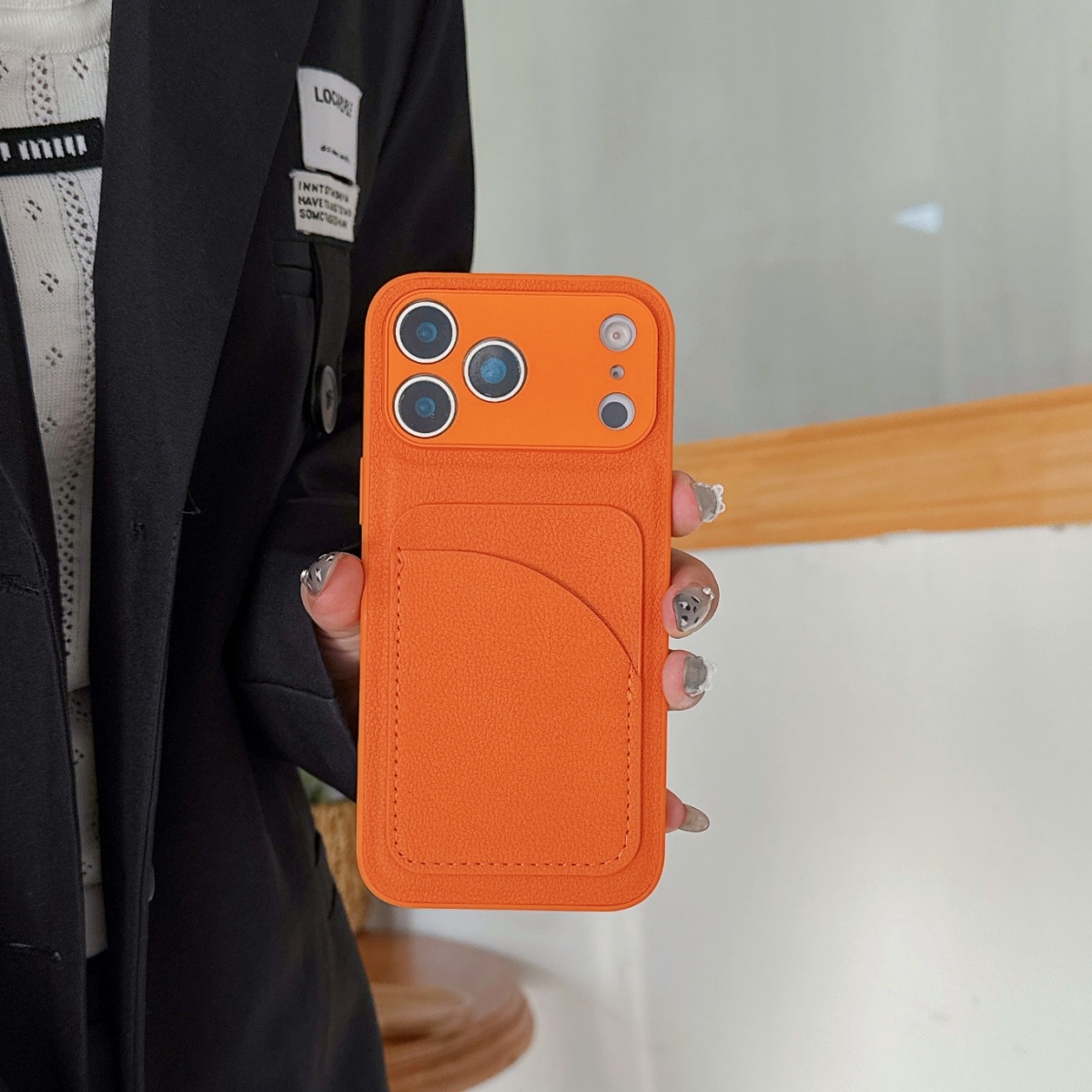 Casing Dompet Kulit Warna Oran - Phone Cases With Card Holder ulasan dan harga