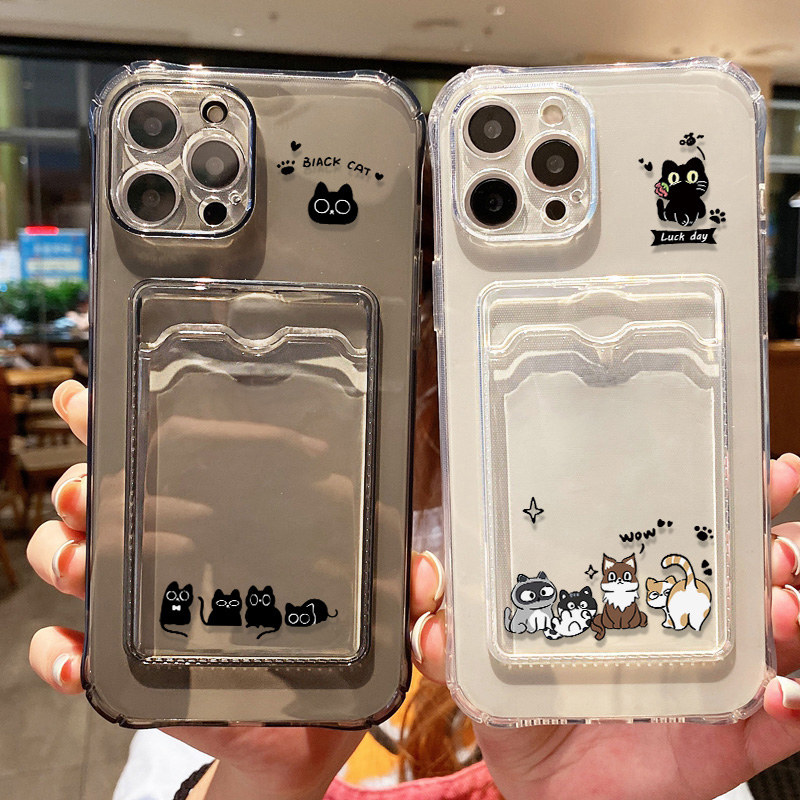 Casing Ponsel Kucing Hitam Luc - Phone Cases With Card Holder ulasan dan harga