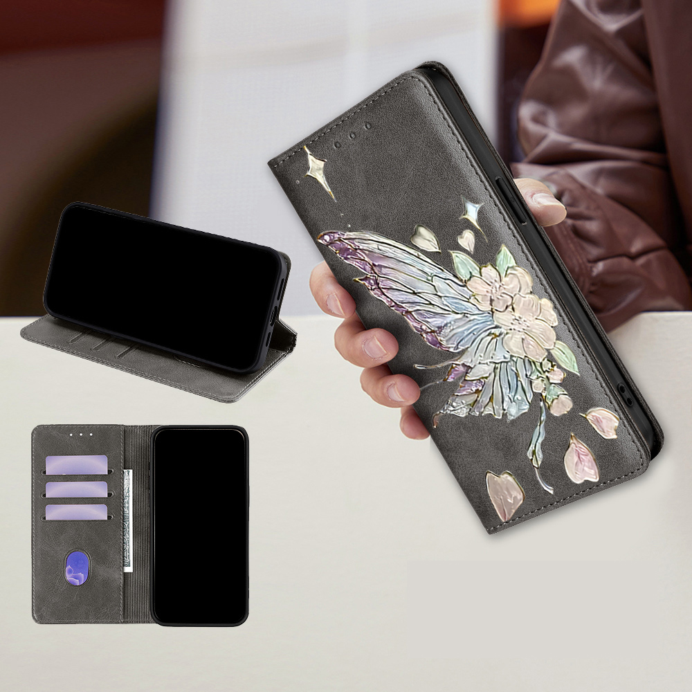Casing Kulit Motif Kupu-kupu A - Flip Leather Case ulasan dan harga